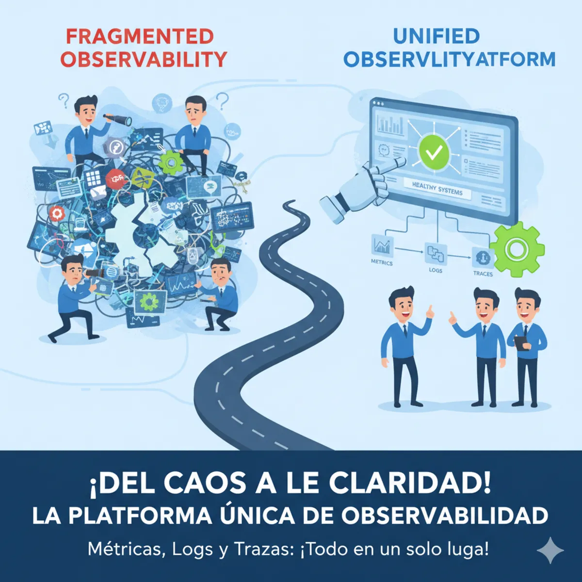 Portada de: Plataforma única de observabilidad: cómo unificar métricas, logs, trazas y alertas en una sola experiencia