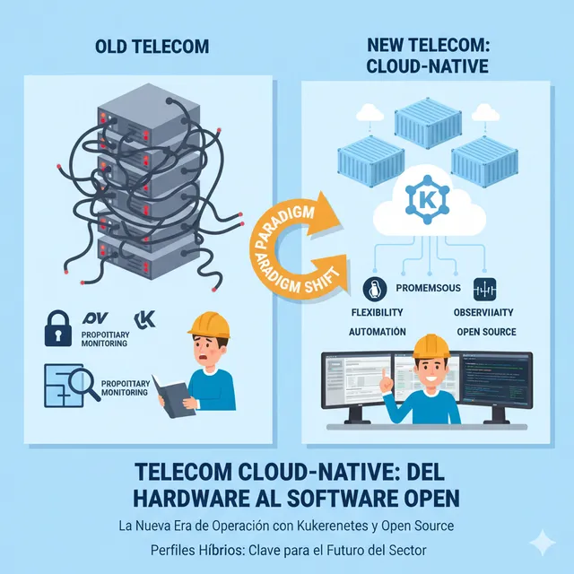 Portada de: Telecom, software libre y el cambio silencioso hacia plataformas operadas como cloud